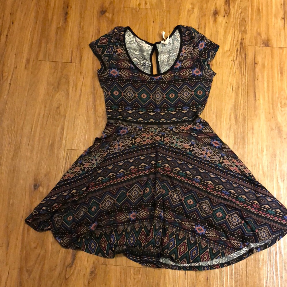 Brown tribal print dress- large